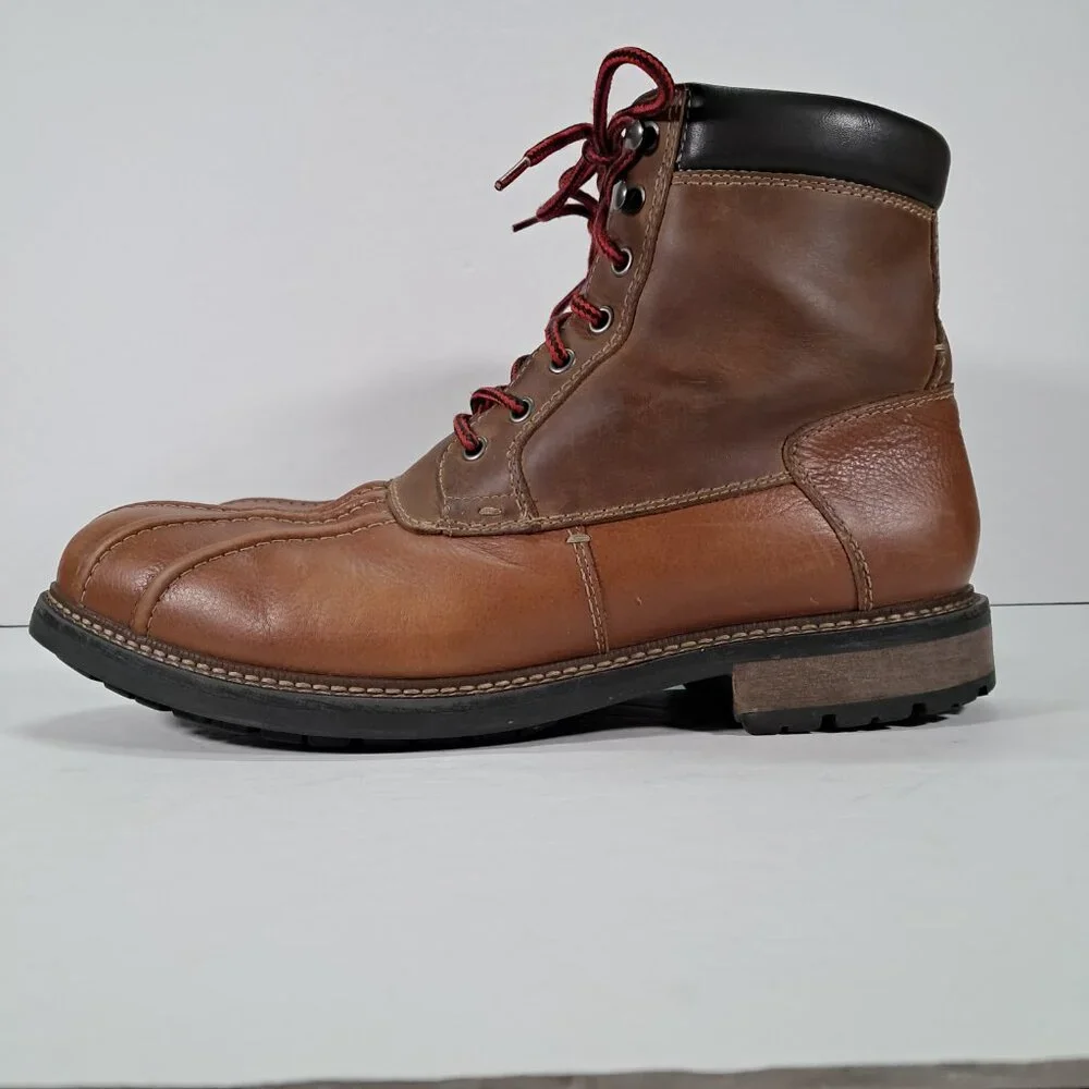 Johnston & Murphy Leather Duck Boots Men 10.5 M Brown Lace Up 59-3032